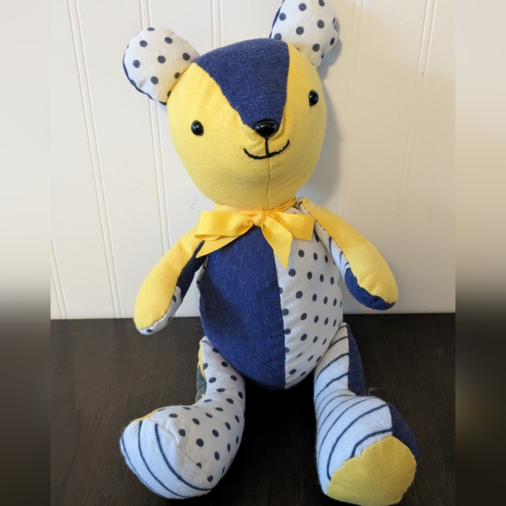 Yellow and Blue Polka Dot Stuffed Bear